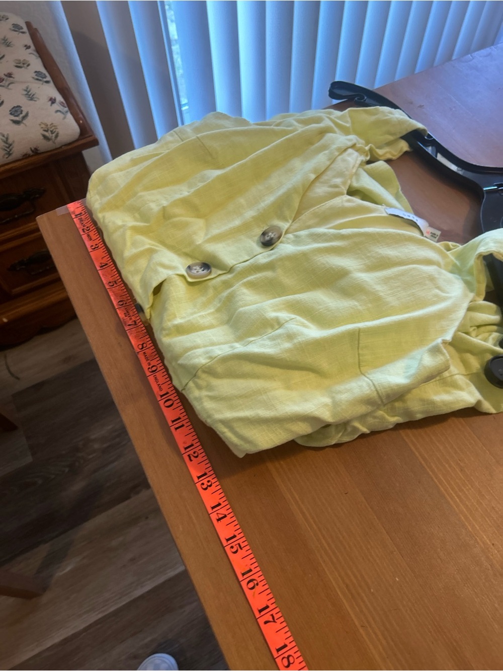 Lush Medium Linen Blend Yellow V-Neck Button-Front Romper - Picture 10 of 11